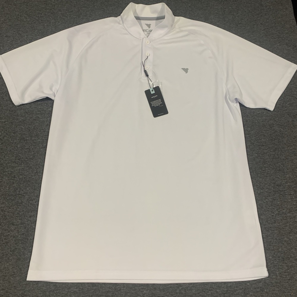 (SMALL STAINS/NWT) Macade Men's XL White Solid Polo Shirt Short Sleeve